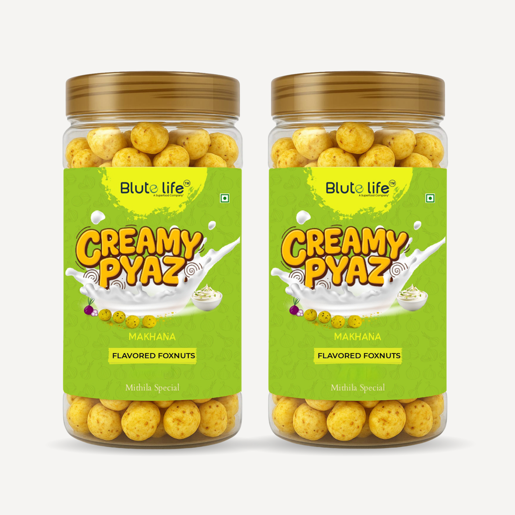 Blute Life Roasted/Flavored Cream & Onion Makhana | High In Protein | Fibre & Calcium | 80Gm