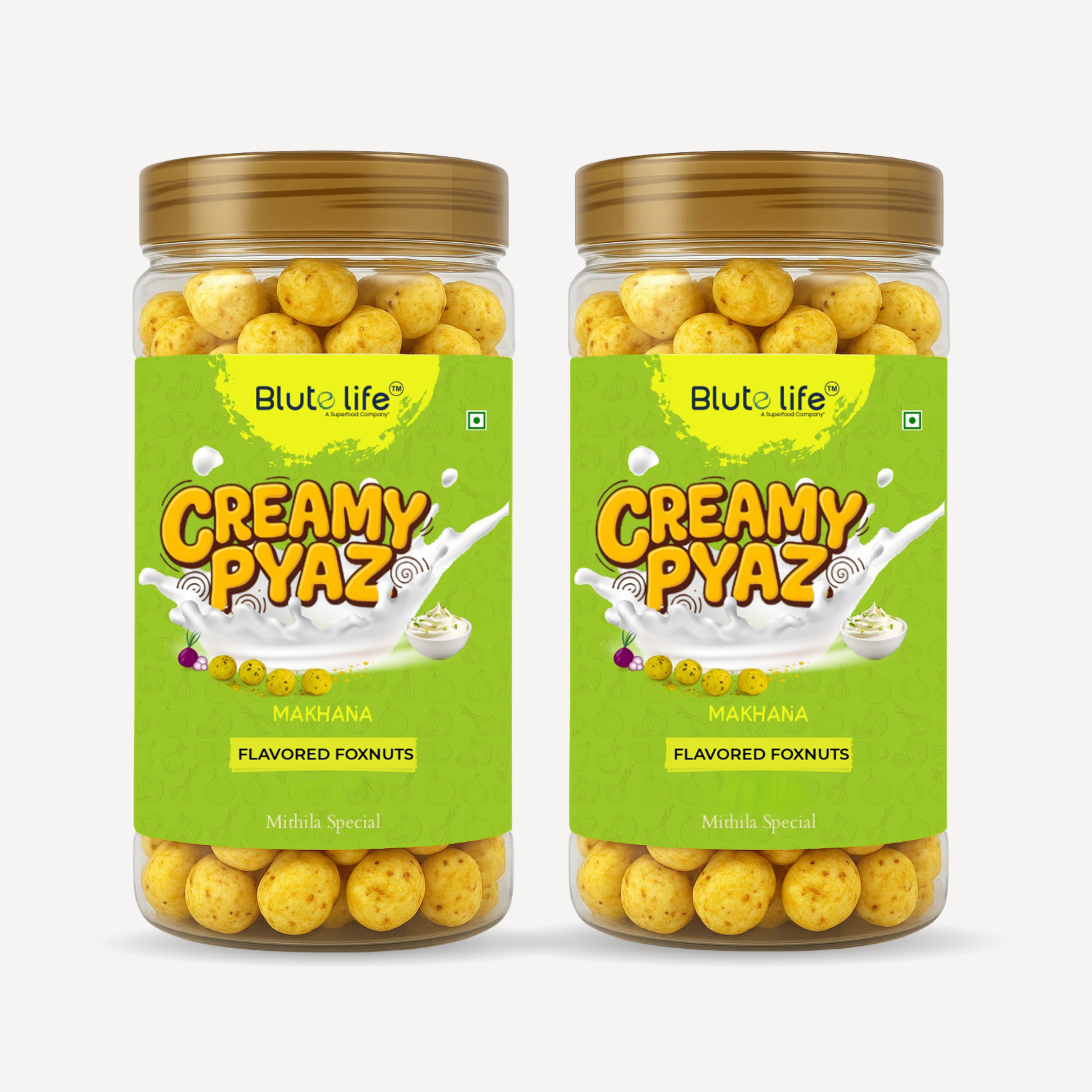 Blute Life Roasted/Flavored Cream & Onion Makhana | High In Protein | Fibre & Calcium | 80Gm