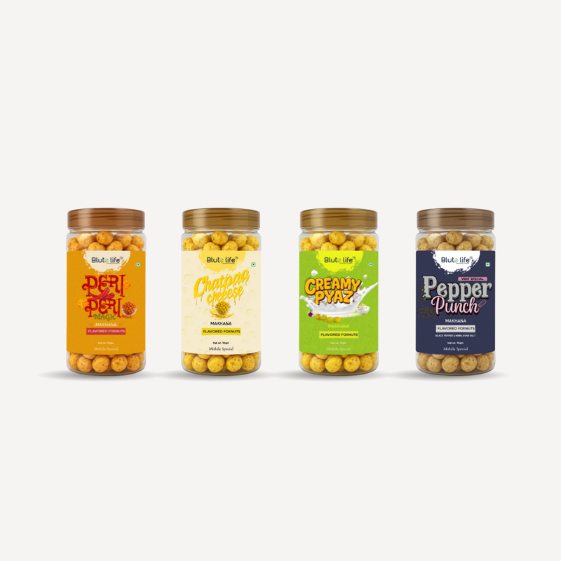 Blute Life Peri Peri Magic + Chatpatta Cheese + Creamy Pyaz + Pepper Punch Combo