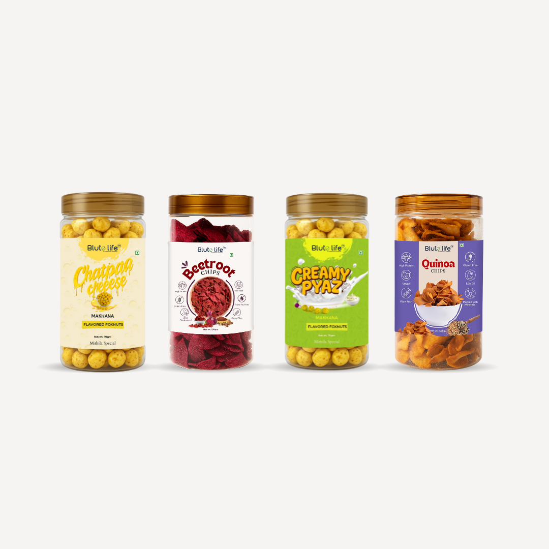 Blute Life Chatpatta Cheese + BeetRoot + Creamy Pyaz + Quinoa Masala Chips Combo