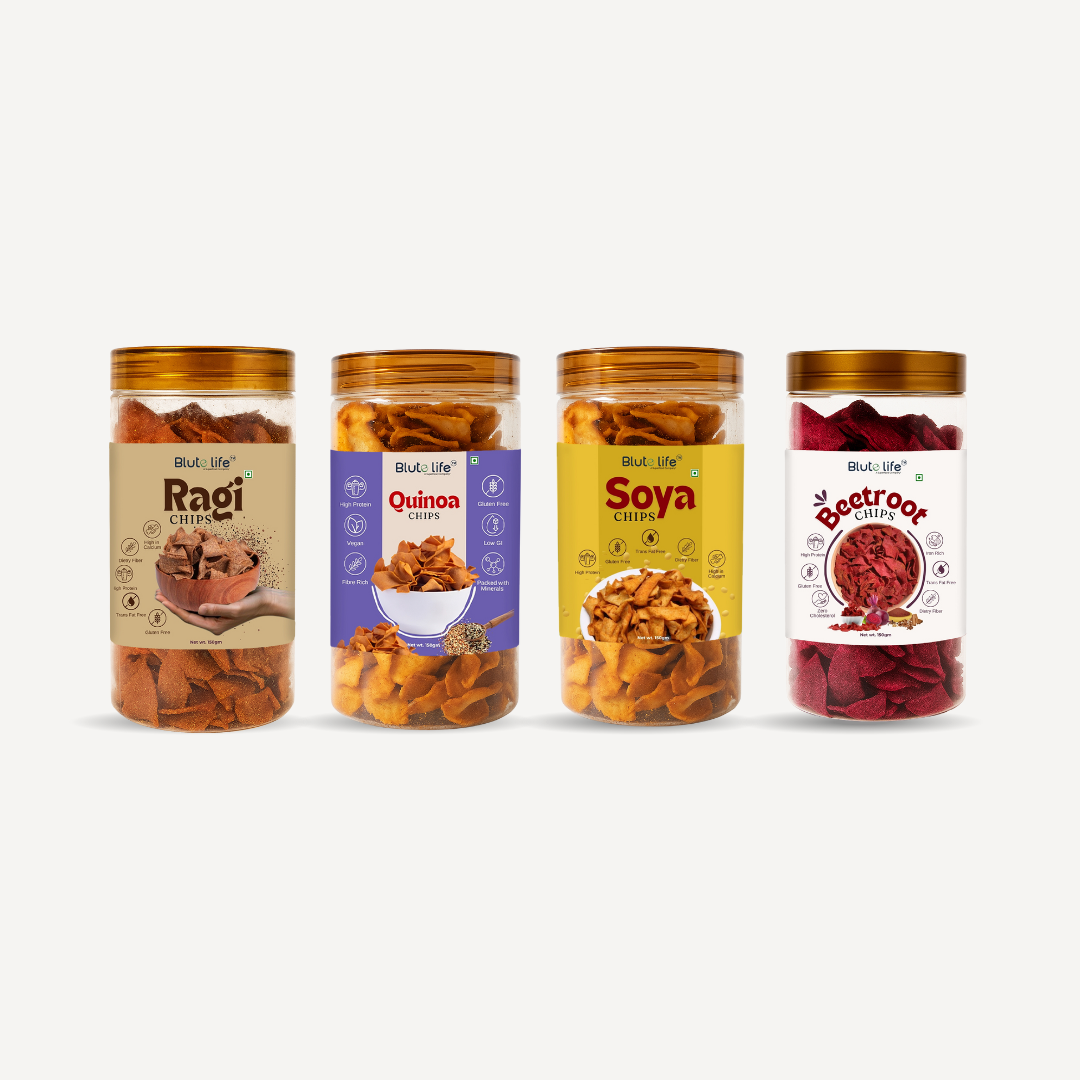 Blute Life Ragi + Quinoa + Soya + BeetRoot Masala Chips Combo