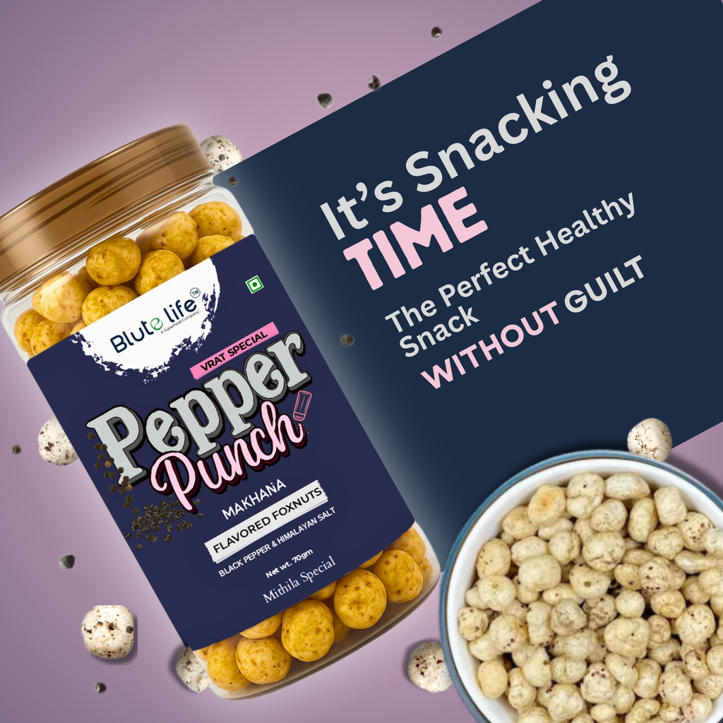 Blute Life Roasted/Flavored Pepper Punch Makhana | High In Protein | Fibre & Calcium | 80Gm
