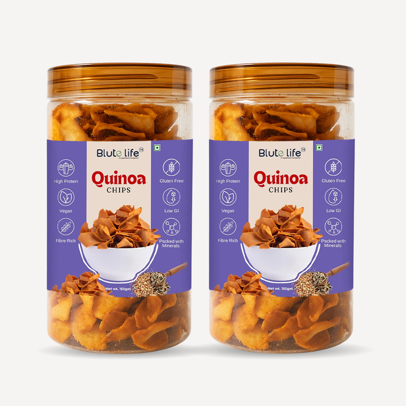 Blute Life Quinoa/Millet Chips 300g | No Palm Oil | High In Fibre | Calcium & Protein | Reusable Jar | 150g Each