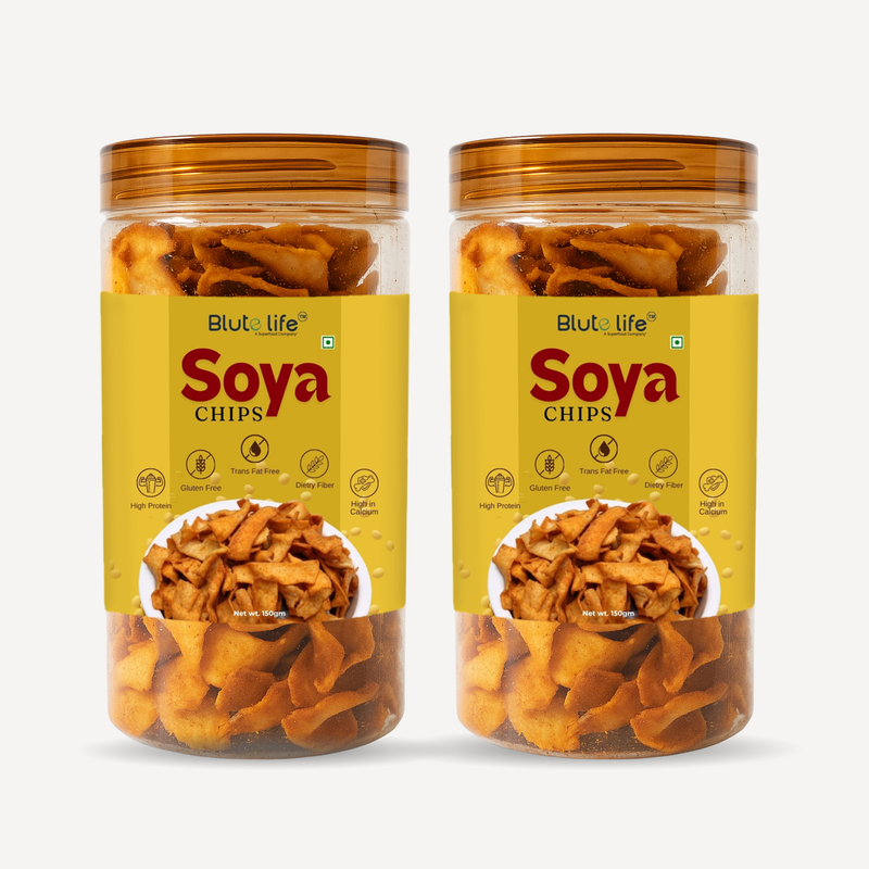 Blute Life Soya/Millet Chips 300g | No Palm Oil | High In Fibre | Calcium & Protein | Reusable Jar | 150g Each