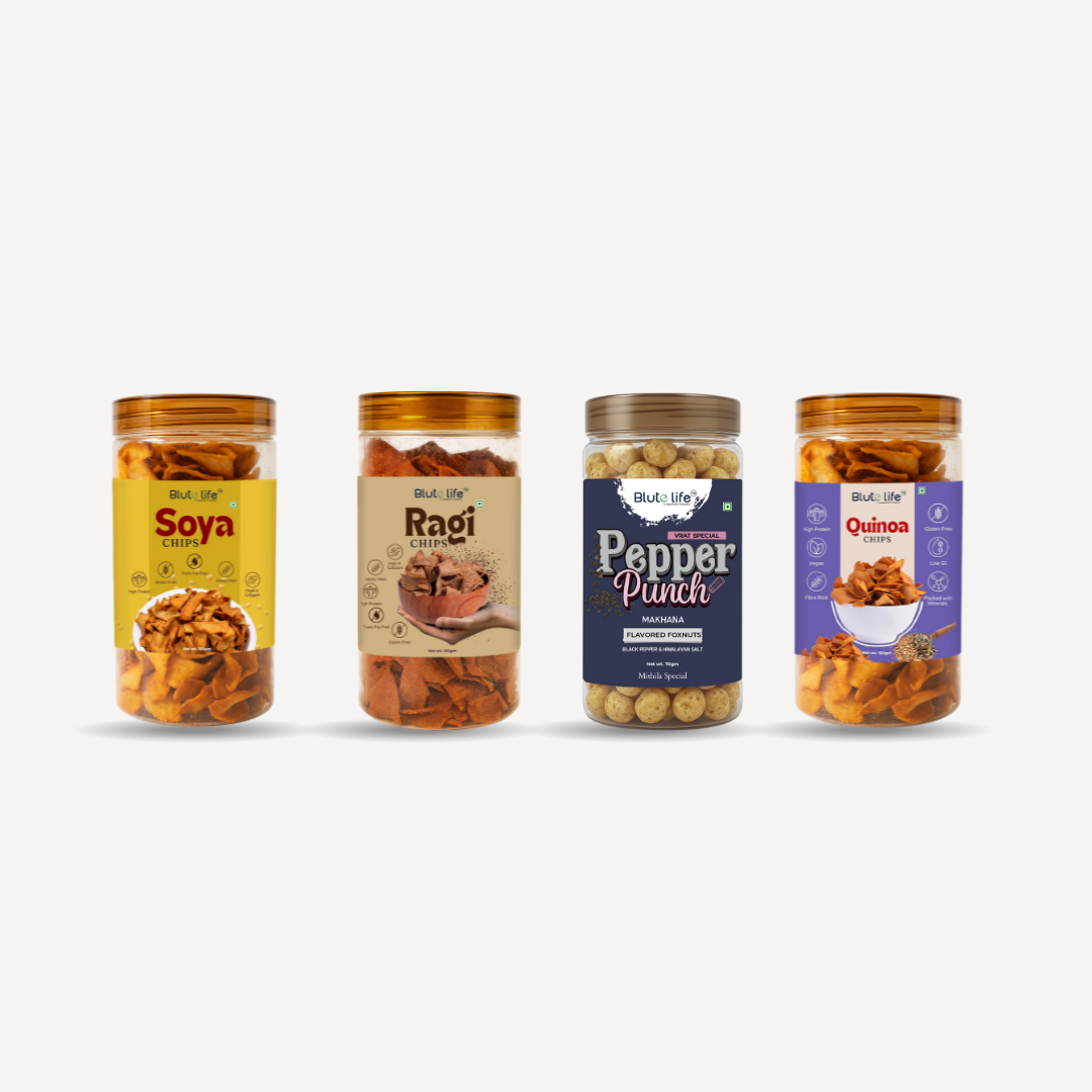 Blute Life Soya + Ragi+ Pepper Punch + Quinoa Masala Chips Combo